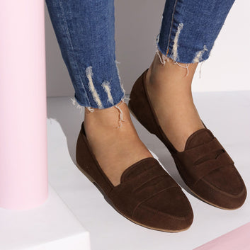 Nia Suede Loafer Dark Brown