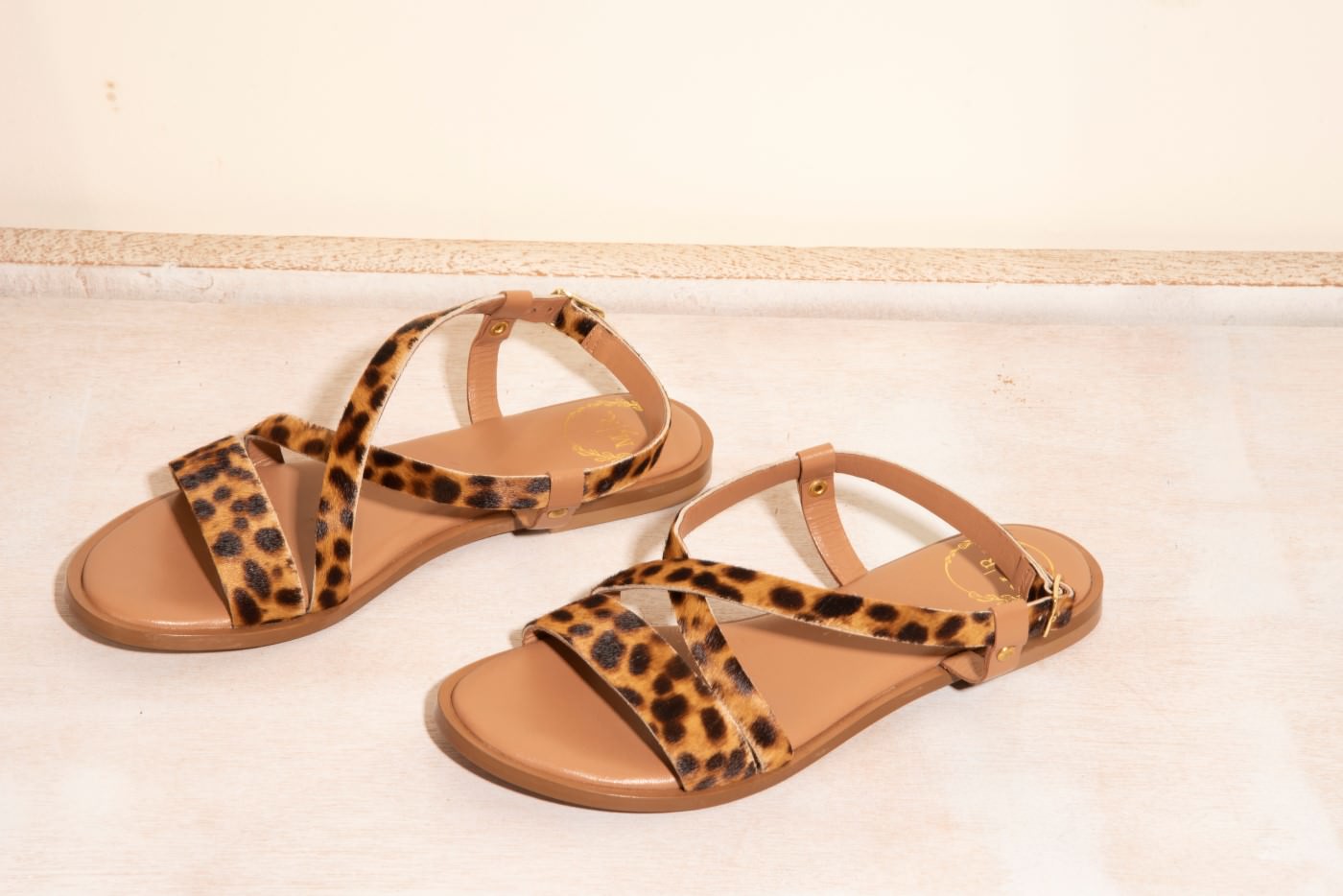 Leopard Print Strap On Sandals