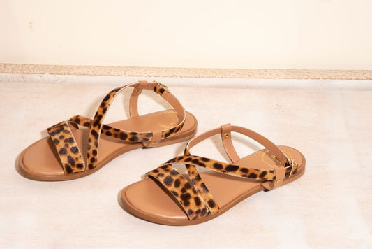 Leopard Print Strap On Sandals