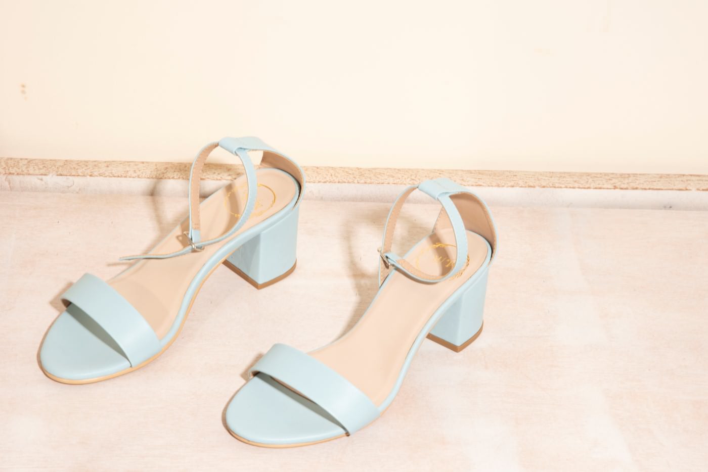 Sky Blue Block Heel