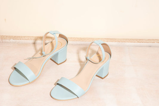 Sky Blue Block Heel