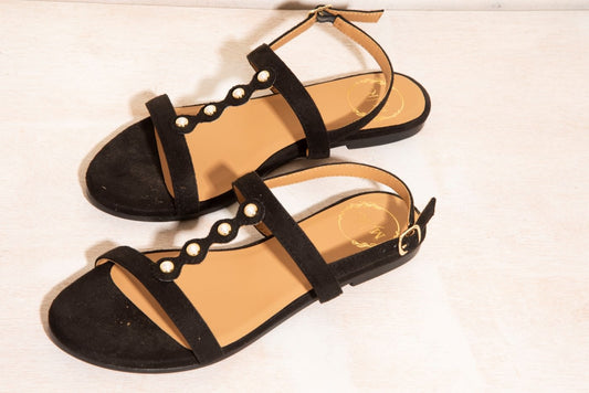 Black Suede 100% Vegan Sandal